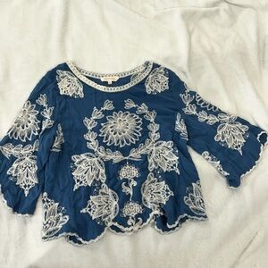 Solitaire Embroidered 3/4 Sleeve Crop Sz L